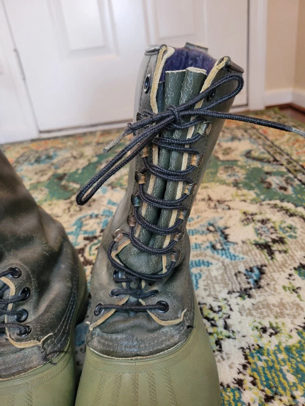 Vintage Sorel Olive Green Tall Heavy Duty Winter Pac Boots, Size Mens 11